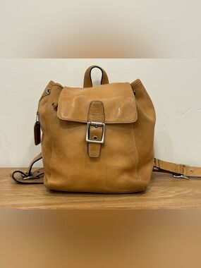 COACH VINTAGE Tan Leather Men's Backpack - Classic Everyday Bag